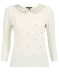 Angora Mix Gem and Bead Collar Sweater