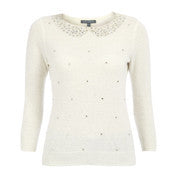 Angora Mix Gem and Bead Collar Sweater